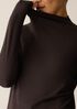 Sheer Cotton Blend Knit Funnel Neck Top