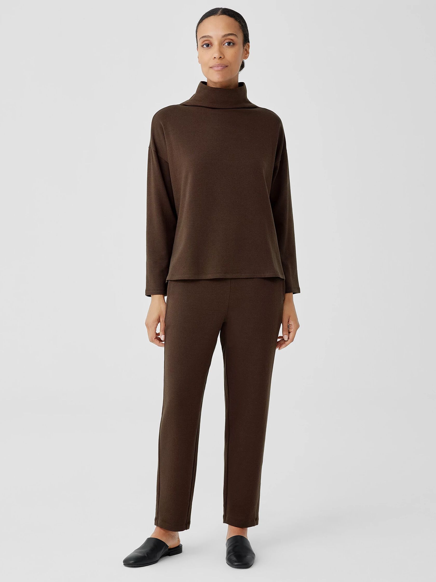 Cozy Brushed Terry Hug Funnel Neck Box-Top