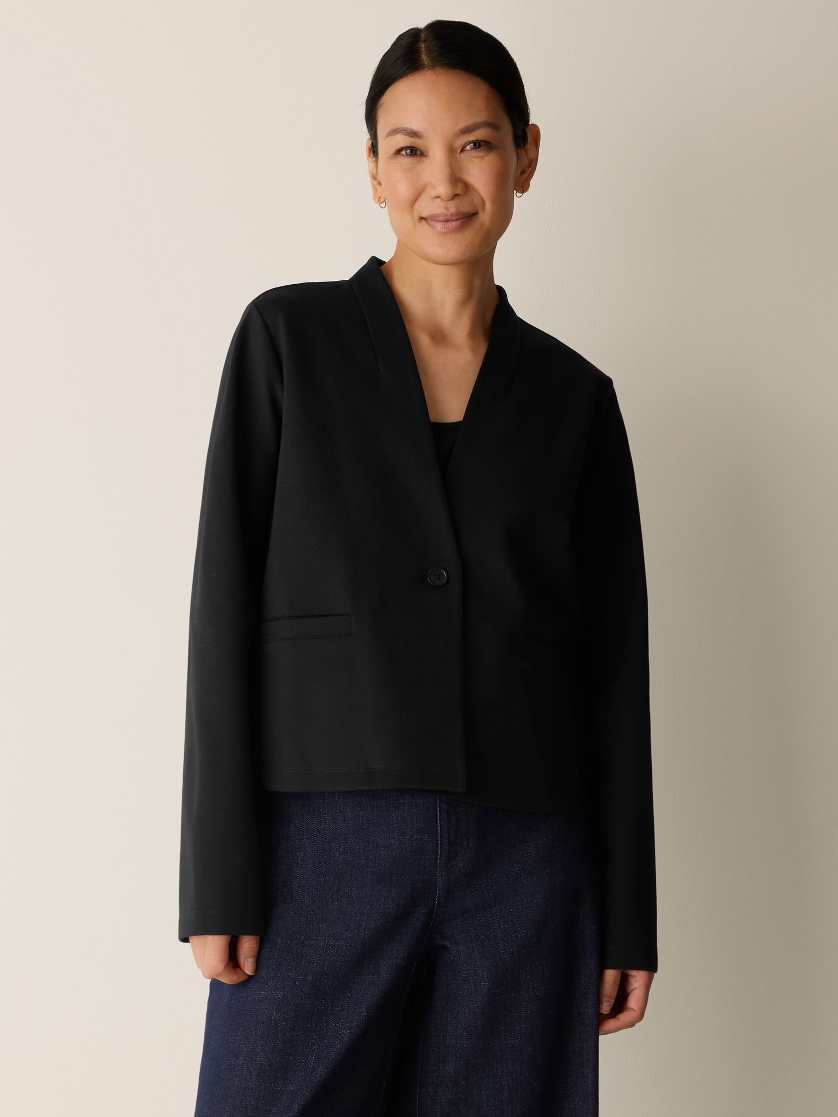 Washable Flex Ponte High Neck Jacket