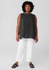 Garment-Dyed Handkerchief Linen Mock Neck Top