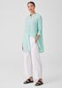 Garment-Dyed Handkerchief Linen Mandarin Collar Long Shirt