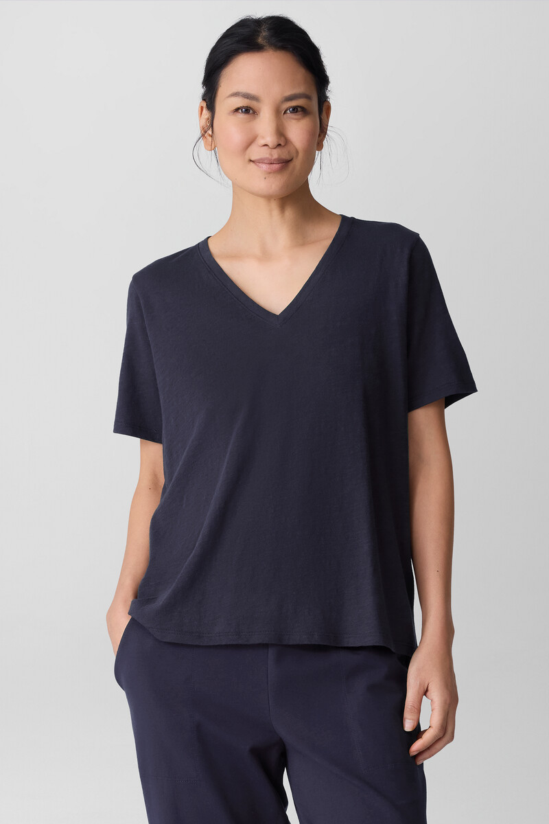 Organic Cotton Slubby Jersey V-Neck Tee Organic Cotton Slubby Jersey V-Neck Tee