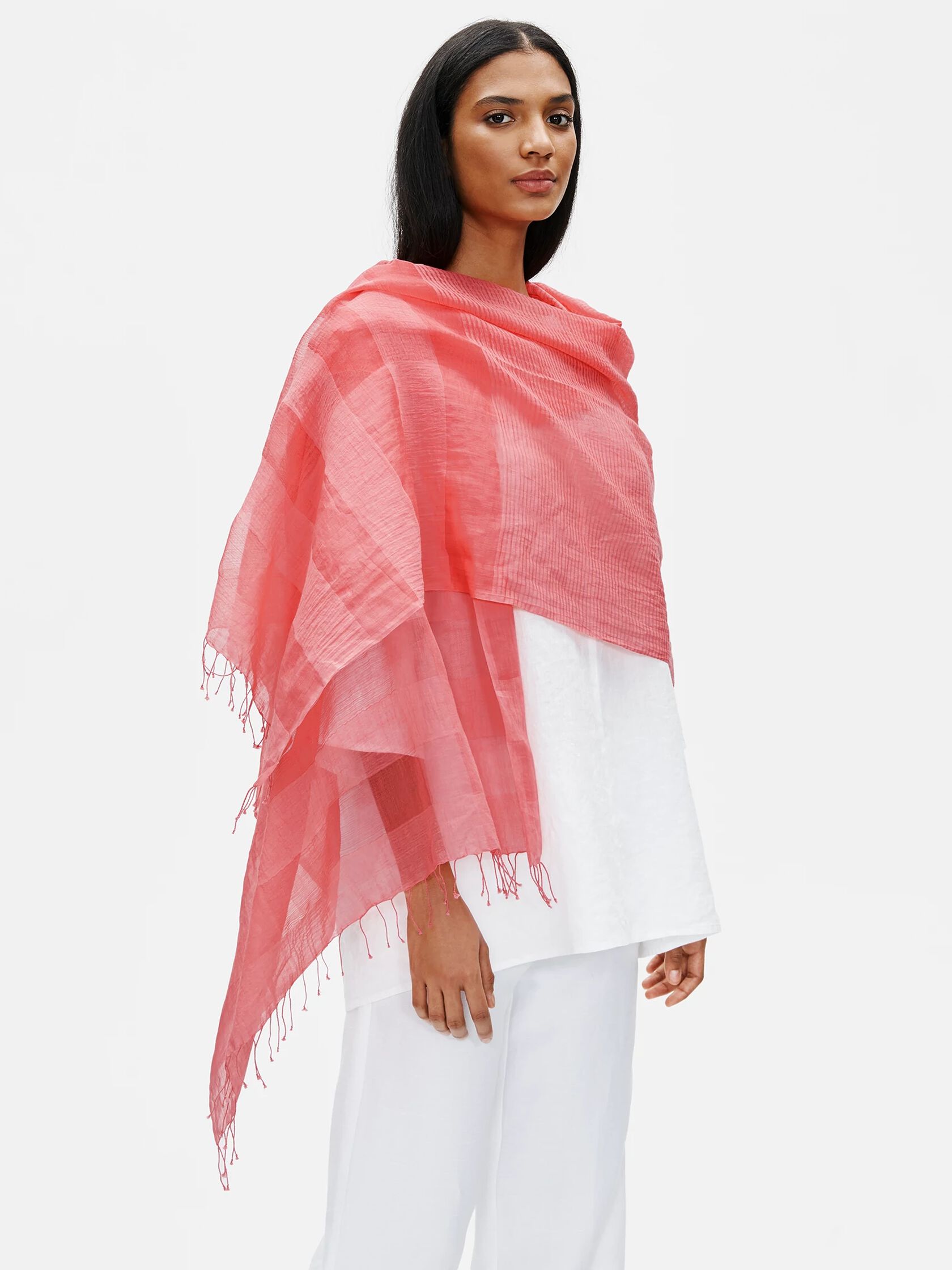 Handloomed Organic Cotton Silk Stripe Scarf