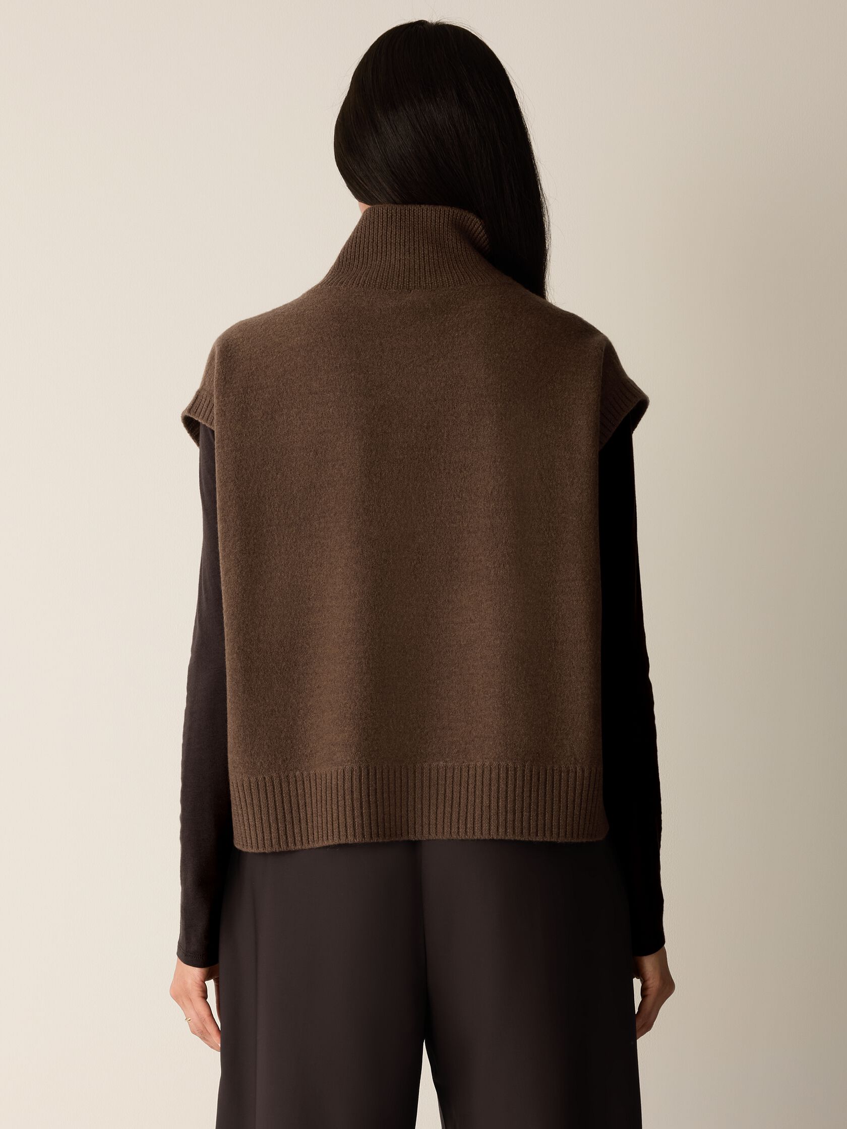 Fine Felted Wool Turtleneck Top in Regenerative Wool