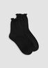 Cotton Rib Scallop Edge Short Crew Sock