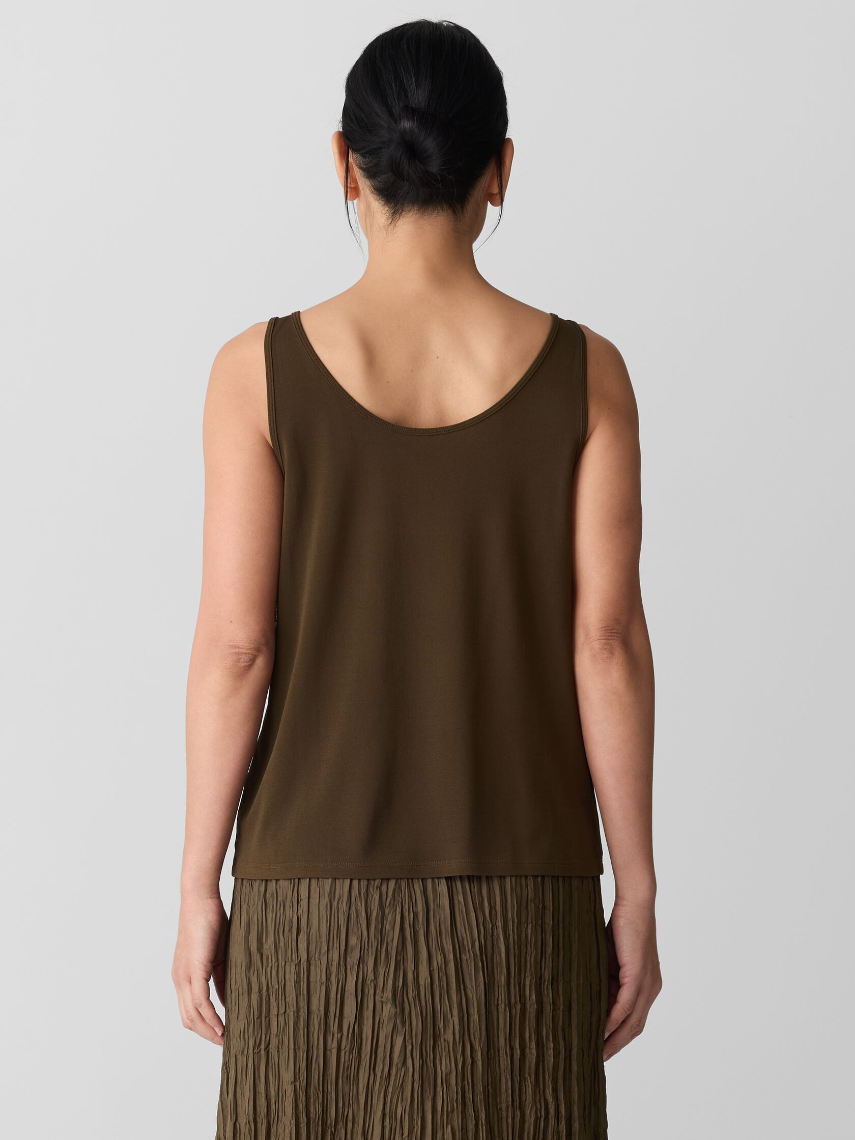 Stretch Silk Jersey Scoop Neck Tank