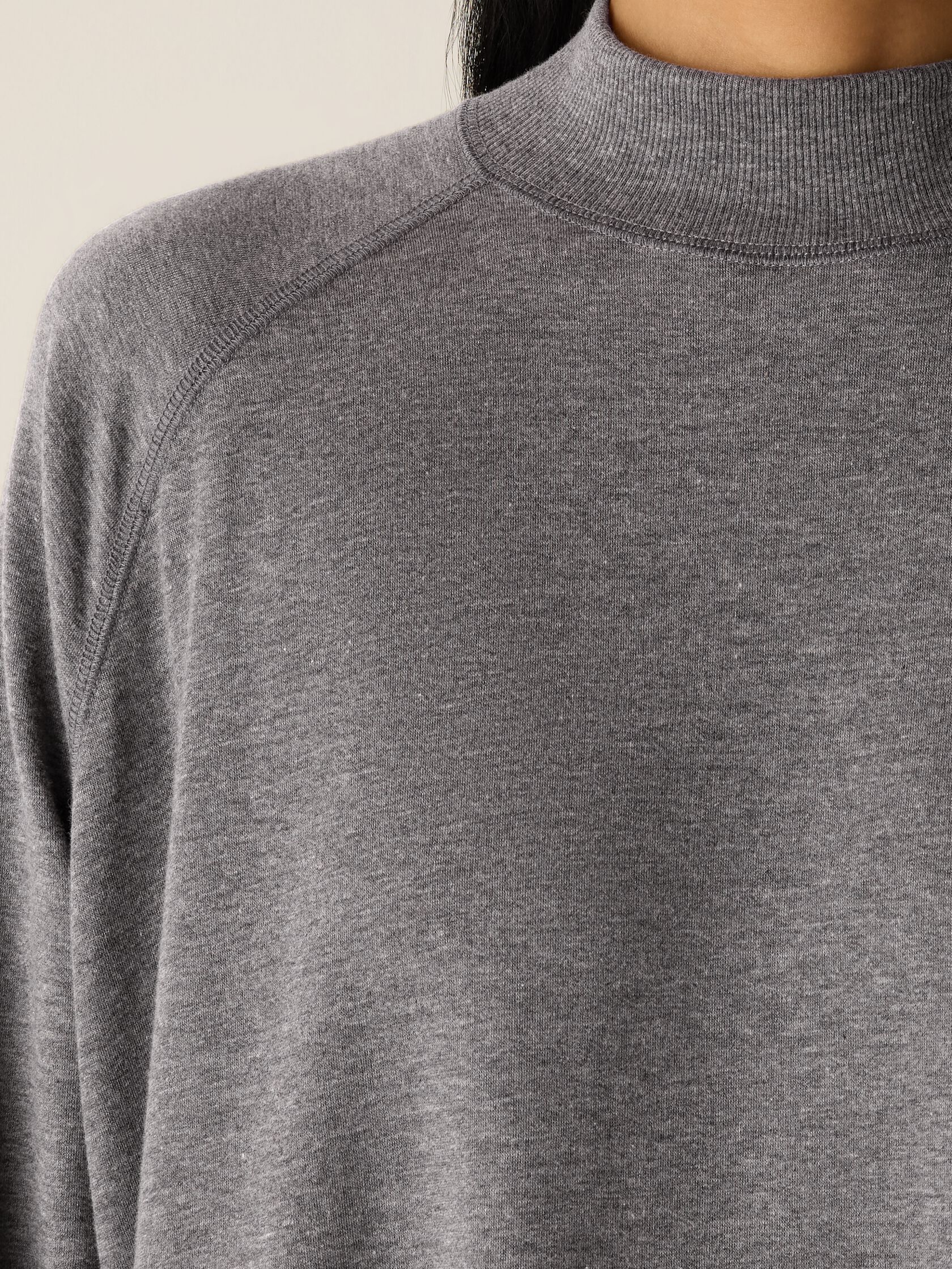Cozy Brushed Terry Mock Neck Long Top