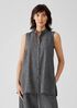 Hemp Organic Cotton Grid Mandarin Collar Shirt