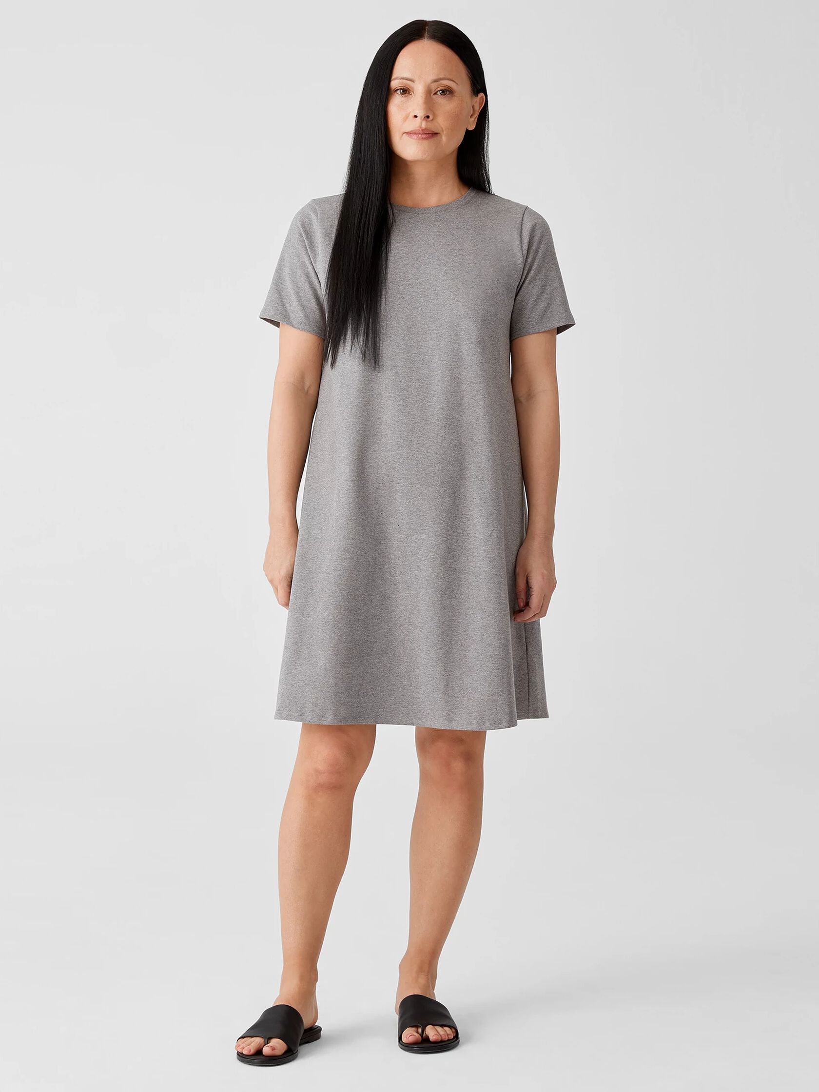 Heathered Organic Cotton Crew Neck Dress
