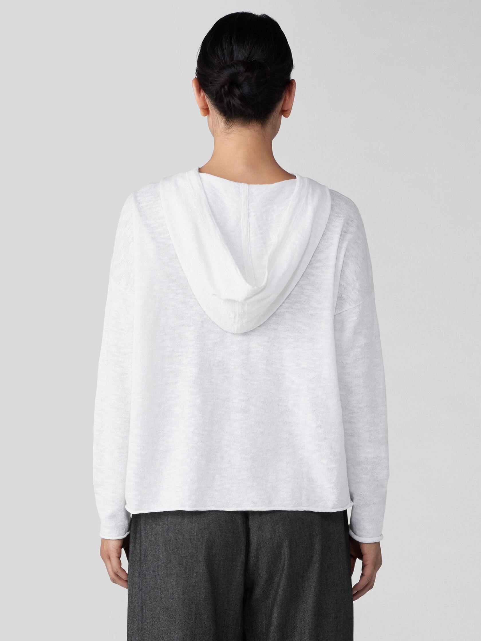 Organic Linen Cotton Slub Hooded Top