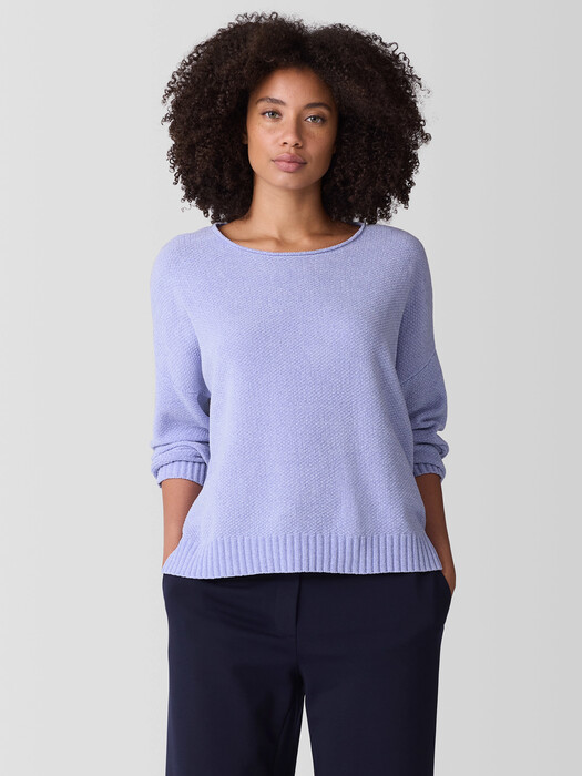 Organic Cotton Chenille Jewel Neck Top EILEEN FISHER