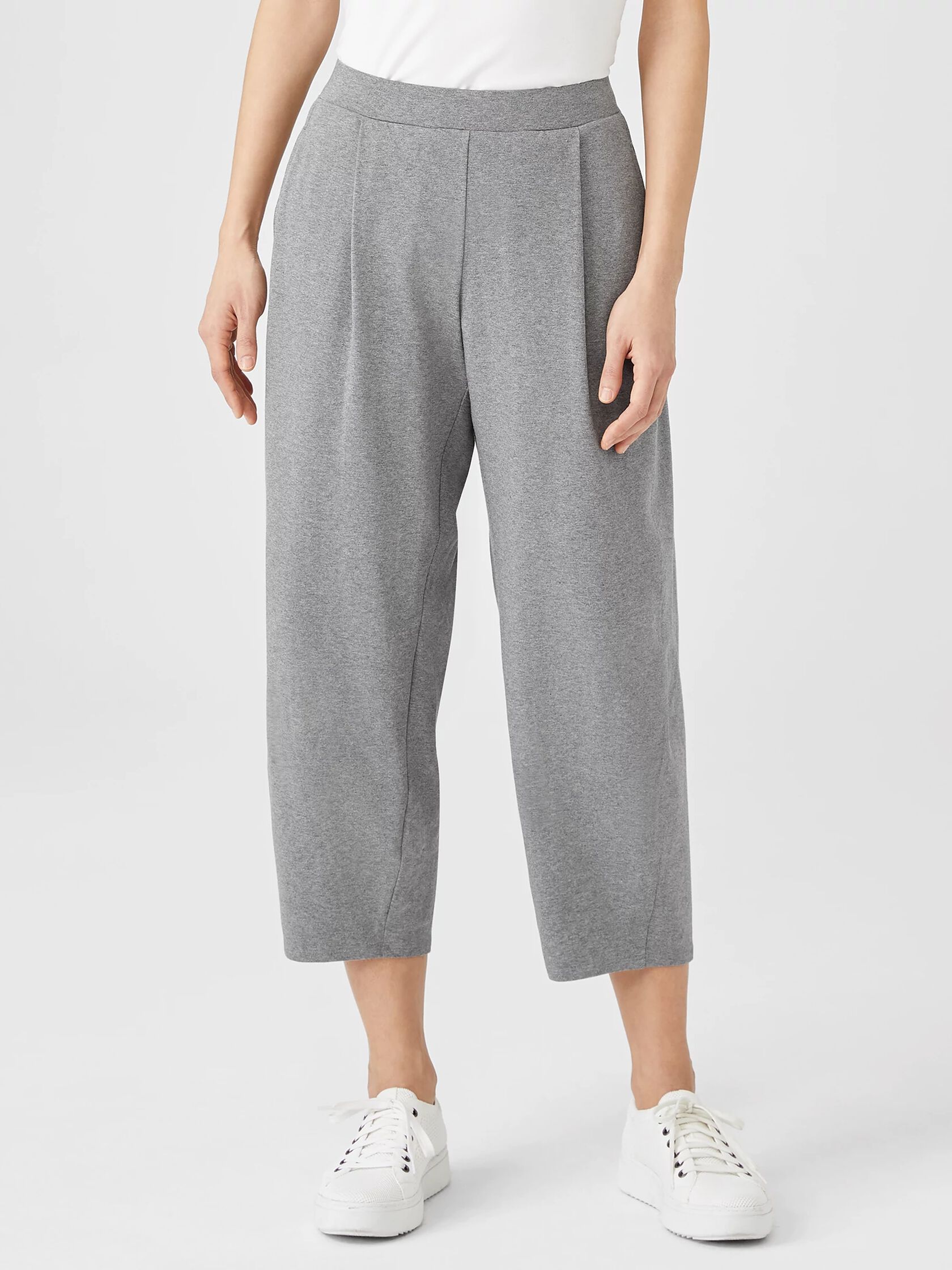 Heathered Organic Cotton Pleated Lantern Pant