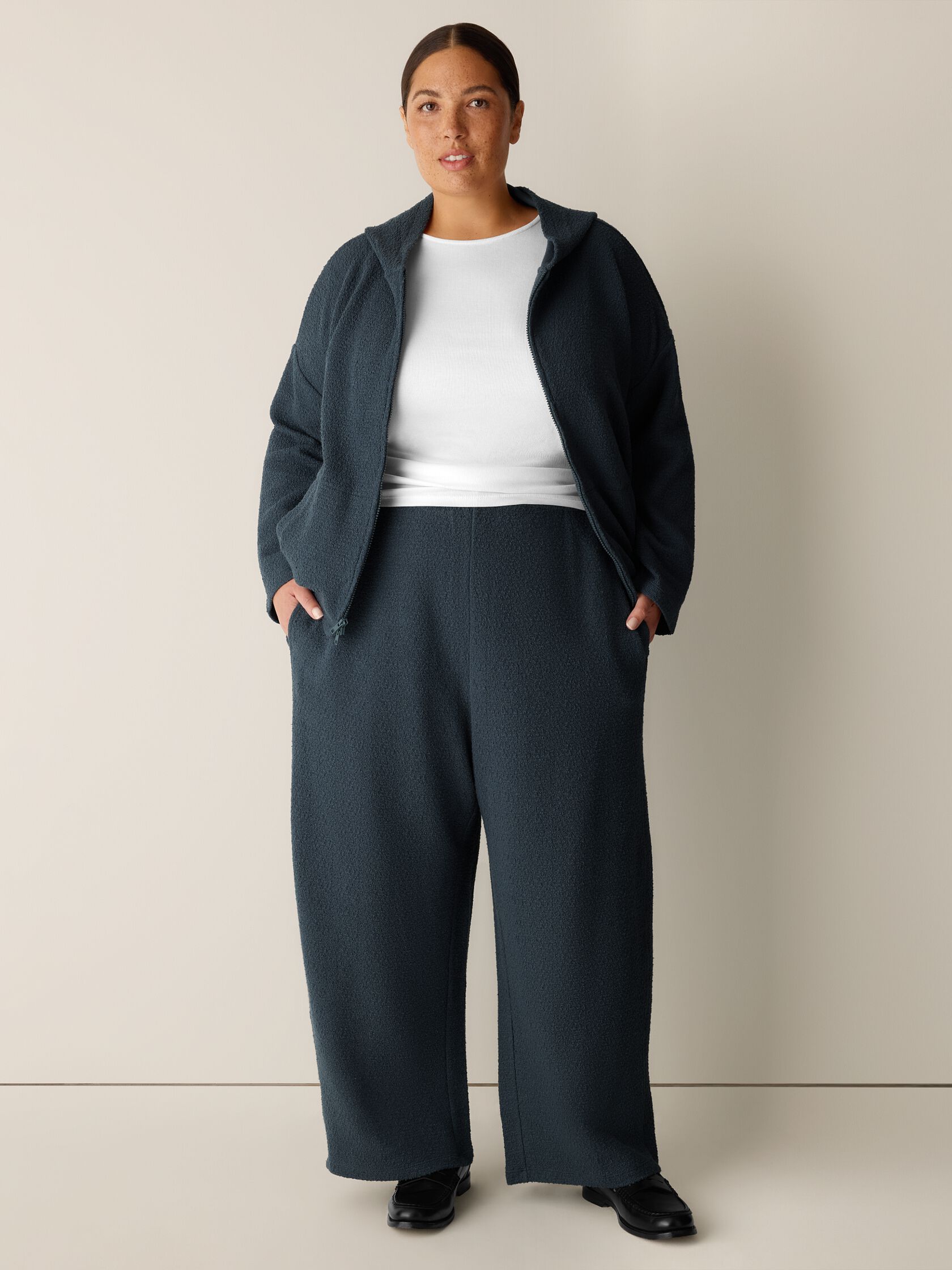 Organic Cotton Boucle Knit Barrel Pant