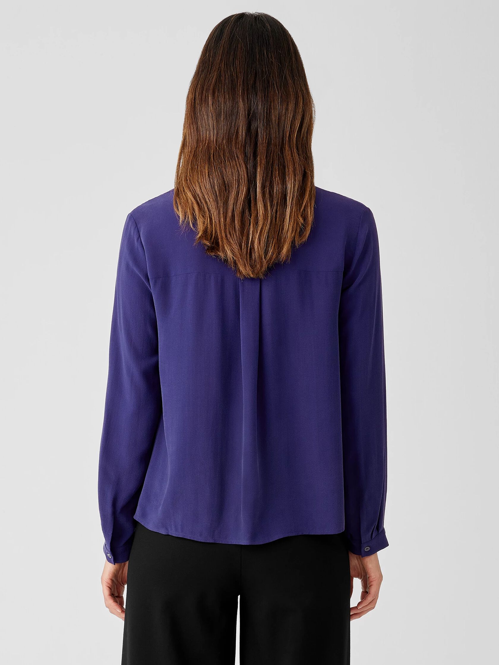 Silk Georgette Crepe Classic Collar Shirt