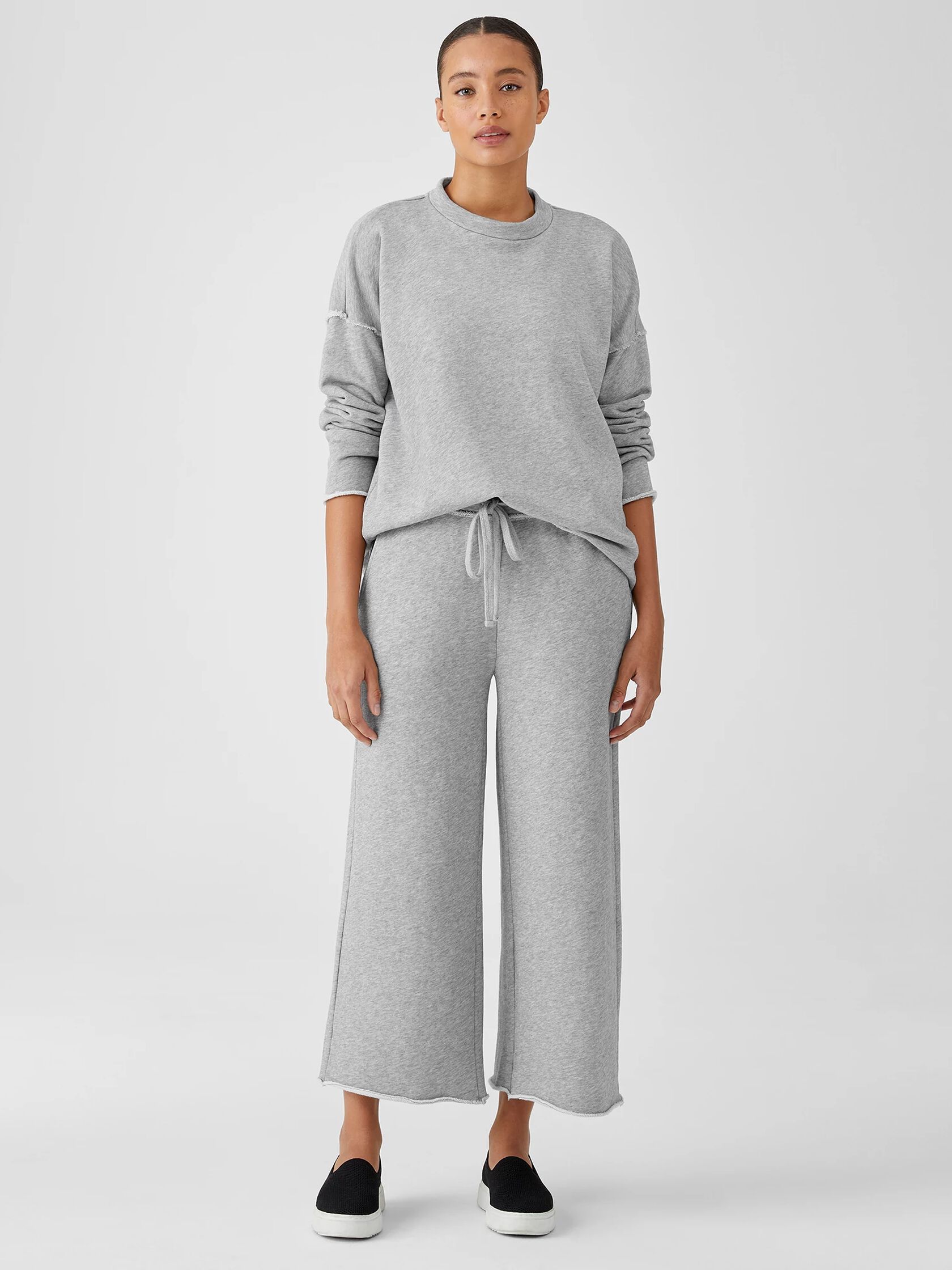 Organic Cotton French Terry Wide-Leg Pant