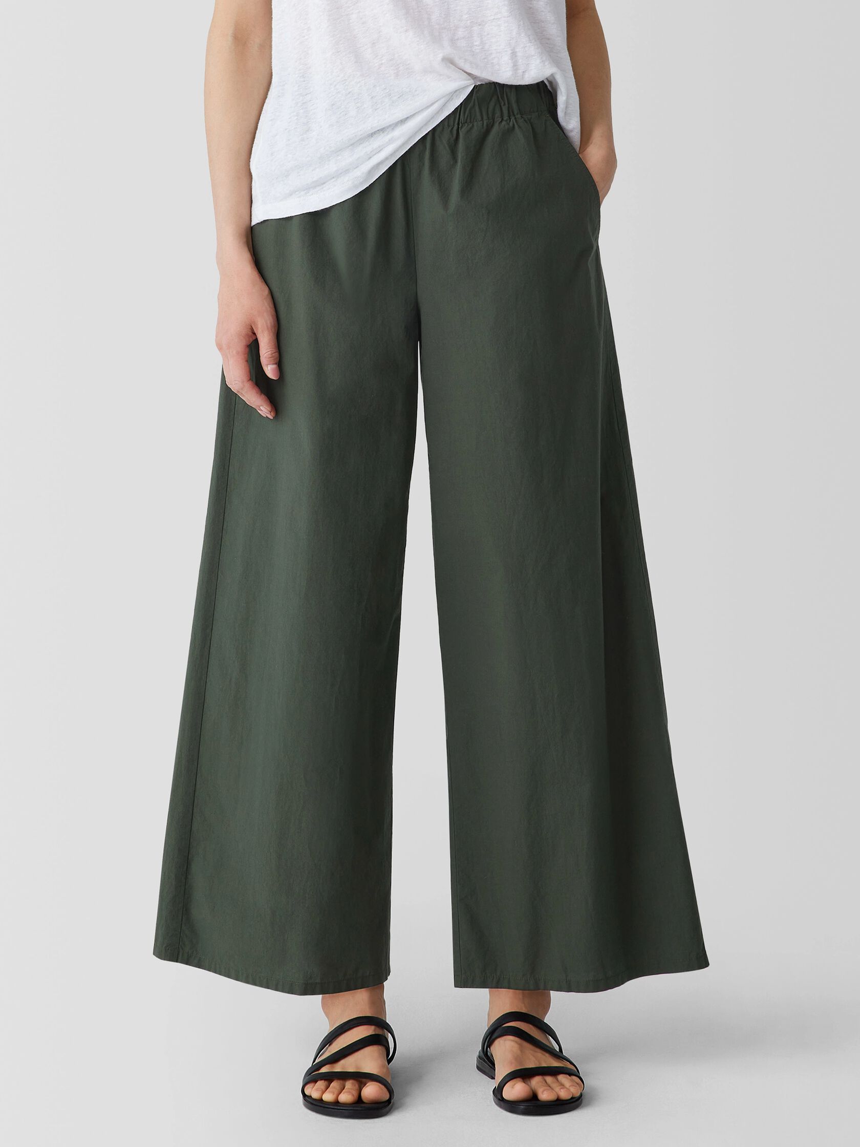 Washed Organic Cotton Poplin Wide-Leg Pant