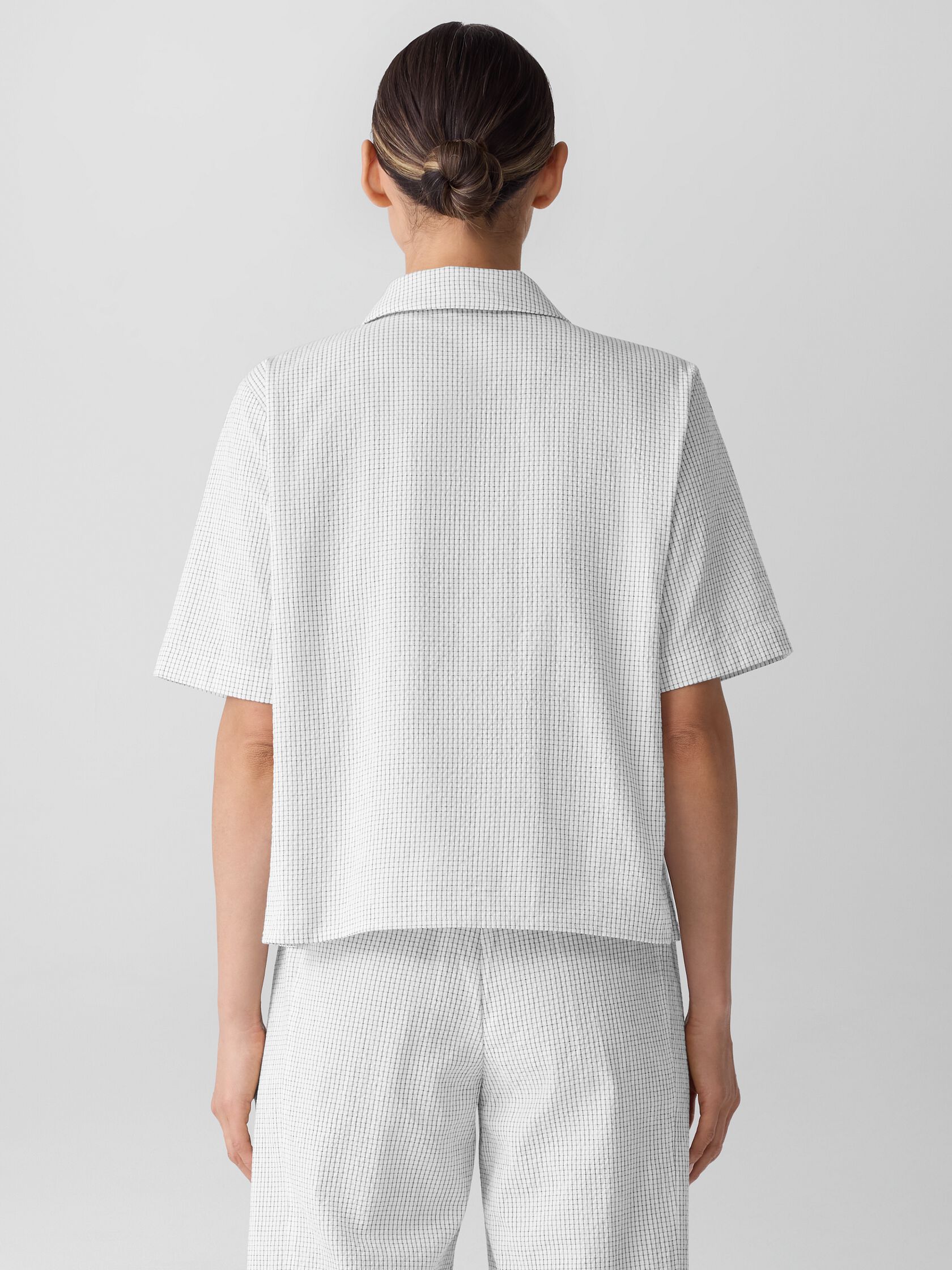 Organic Cotton Ripple Checkered Notch Collar Shirt