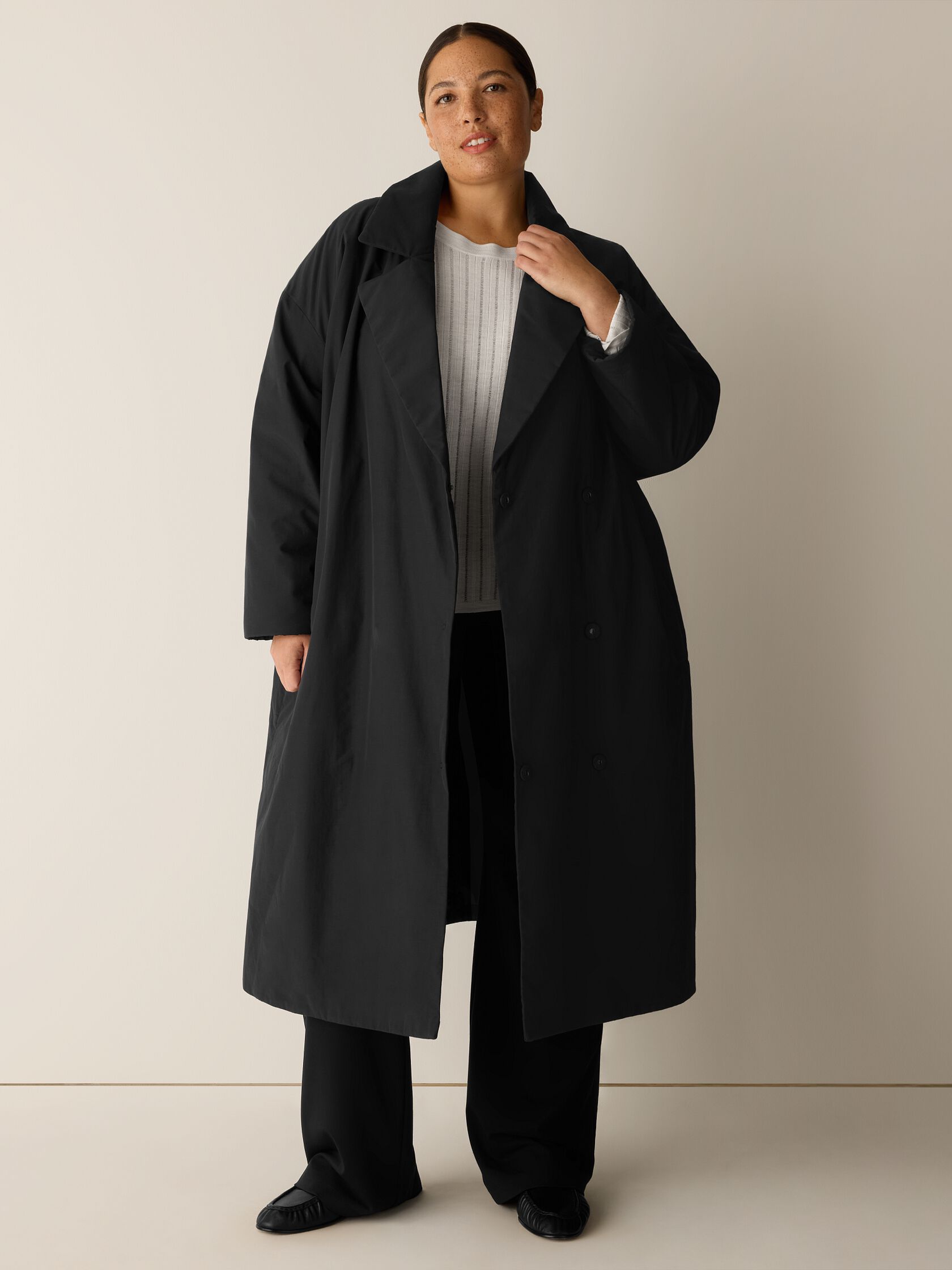 Light Cotton Nylon Padded Trench Coat