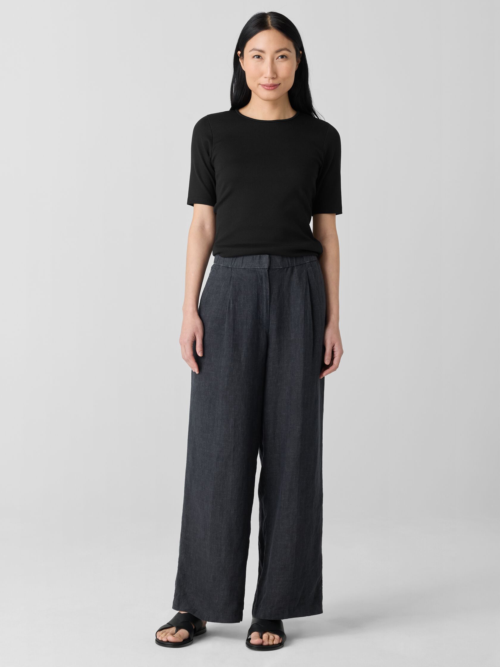 Organic Cotton Stretch Rib Crew Neck Top