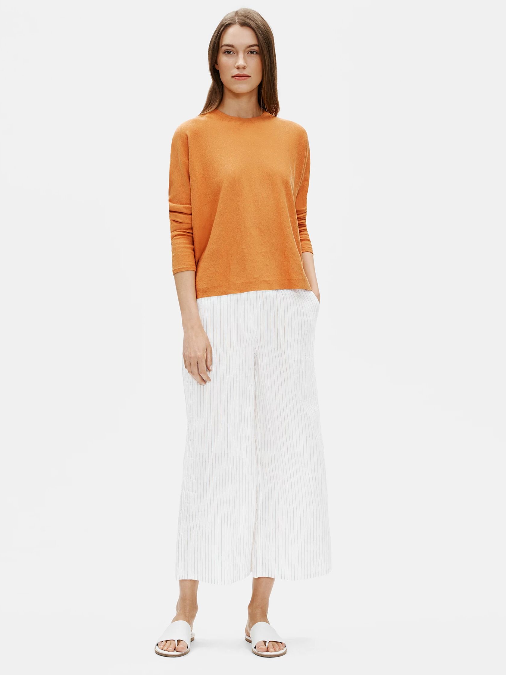 Organic Linen Cotton Striped Wide-Leg Pant