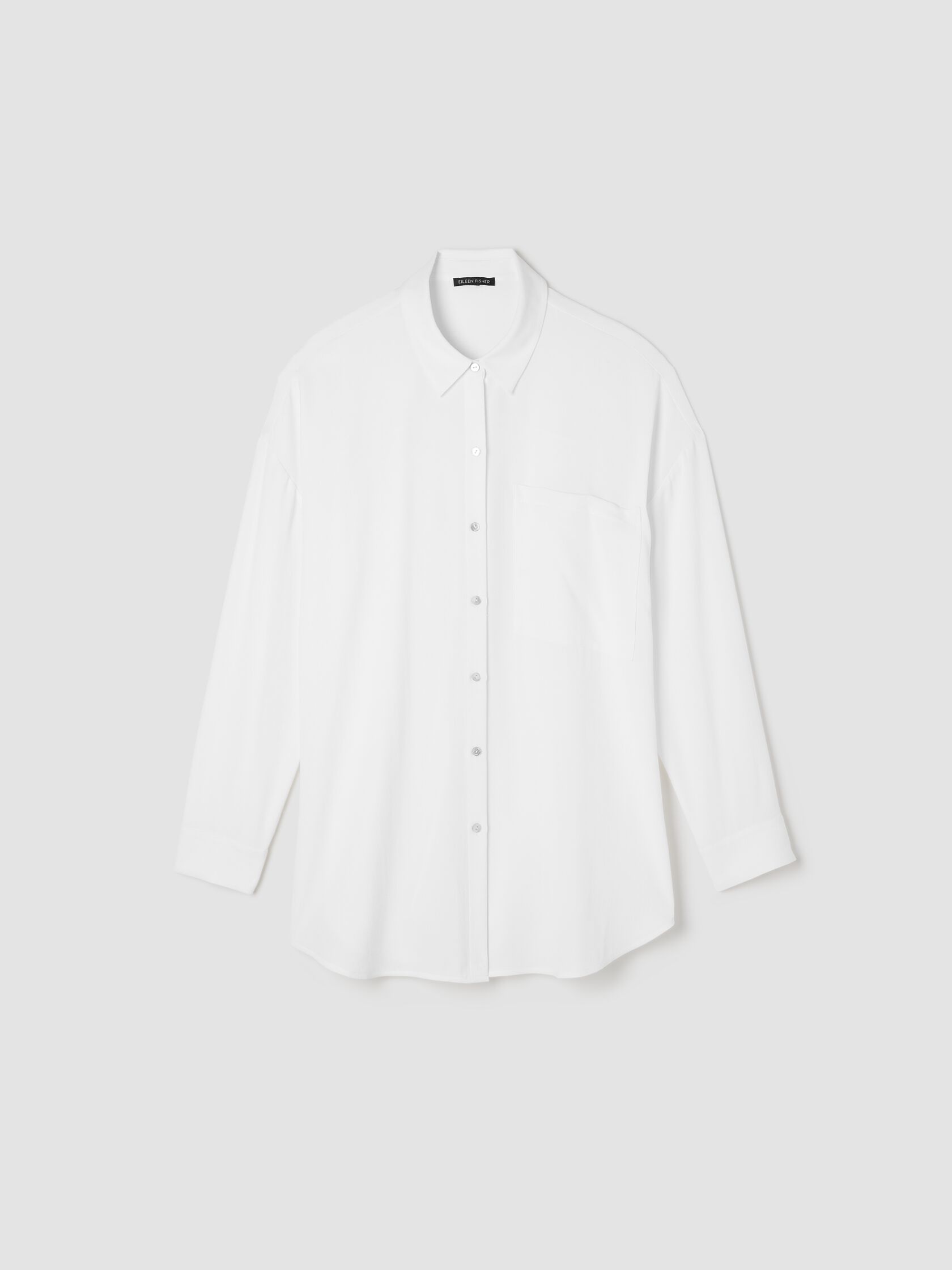 Silk Georgette Crepe Classic Collar Long Shirt