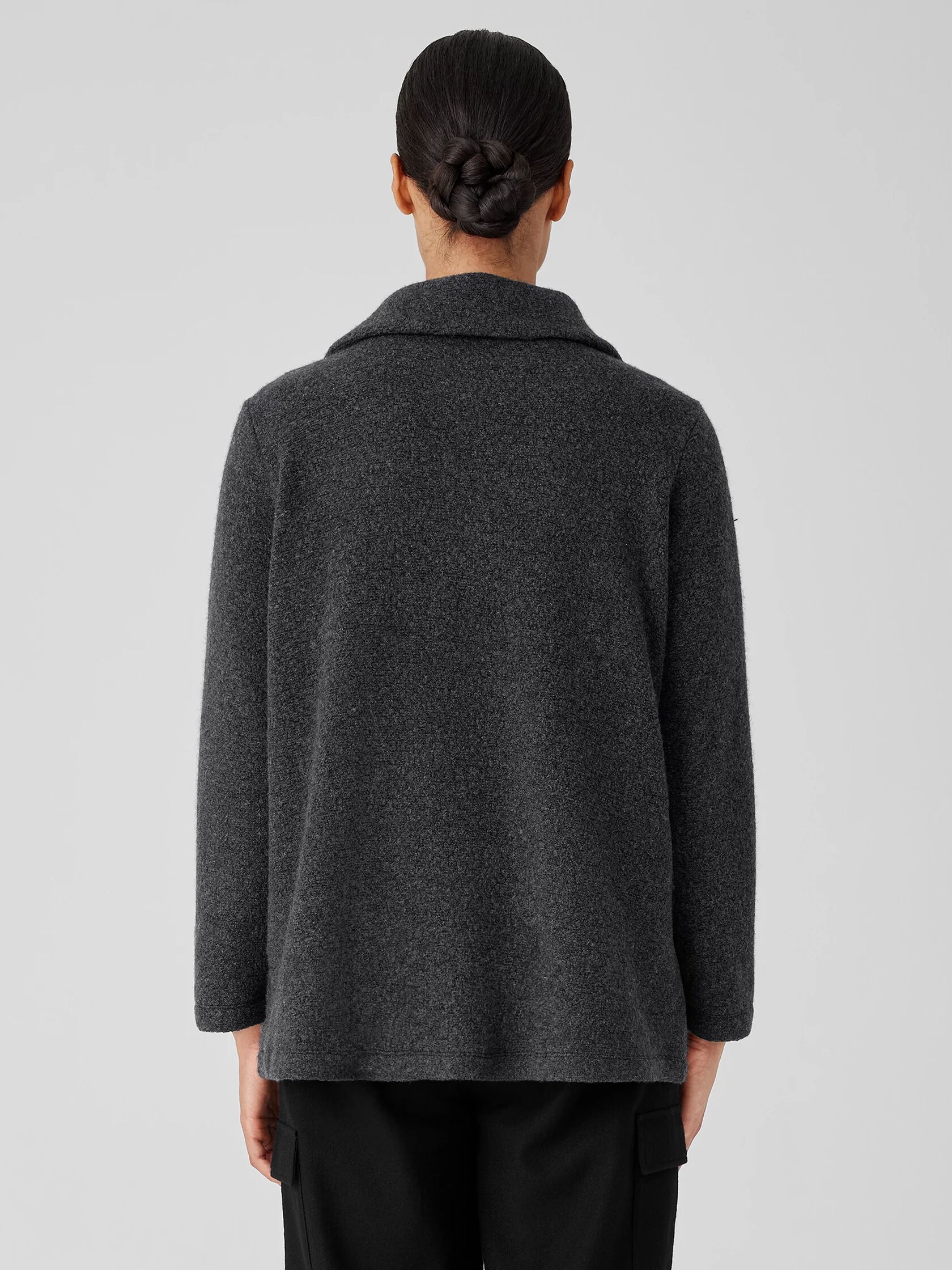 Boucle Wool Knit Classic Collar Jacket