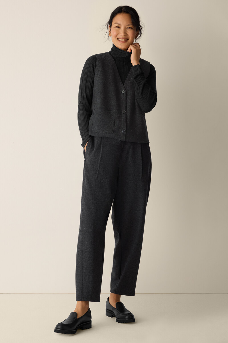 Lightweight Boiled Wool Vest in Regenerative Wool Lightweight Boiled Wool Vest in Regenerative Wool