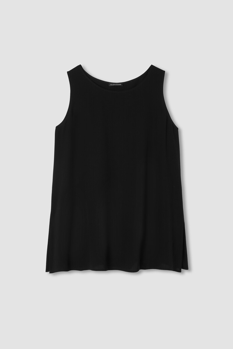 Silk Georgette Crepe Ballet Neck Long Tank Silk Georgette Crepe Ballet Neck Long Tank