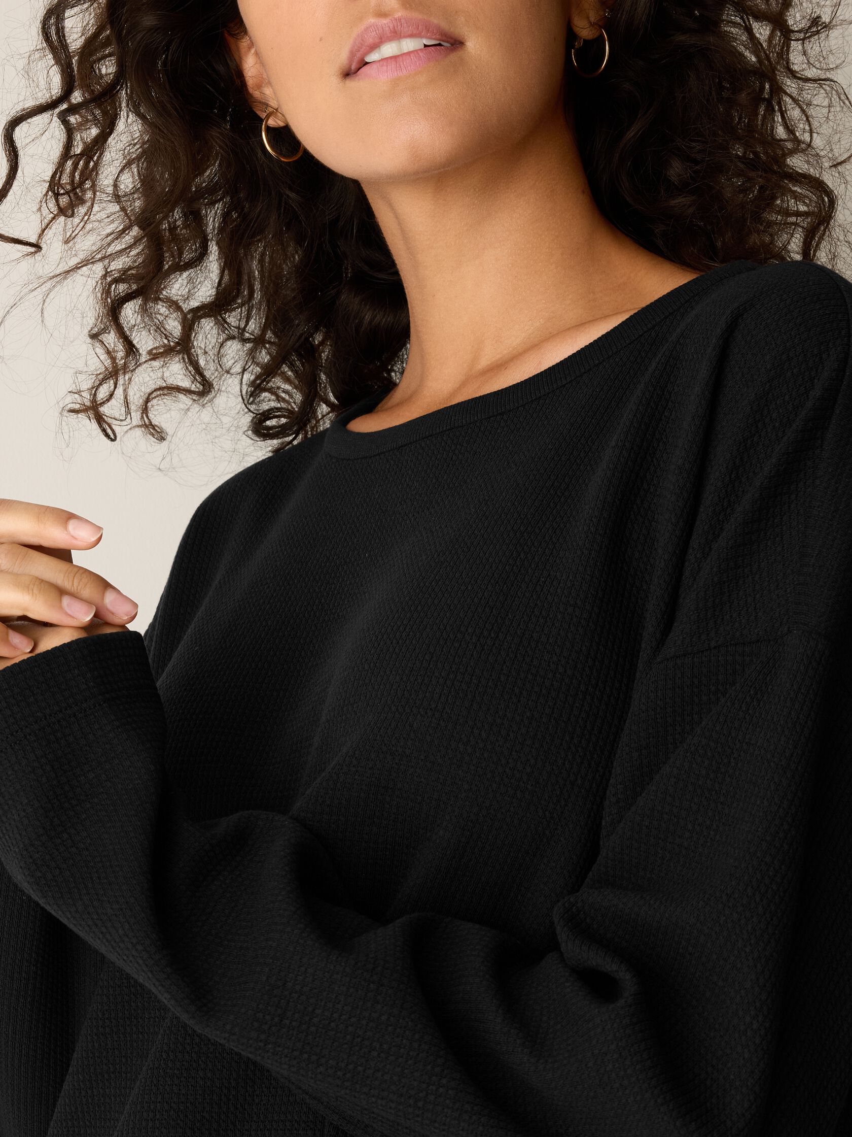 Waffle Cotton Blend Doubleknit Box-Top