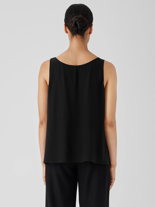 Silk Georgette Crepe Scoop Neck Tank