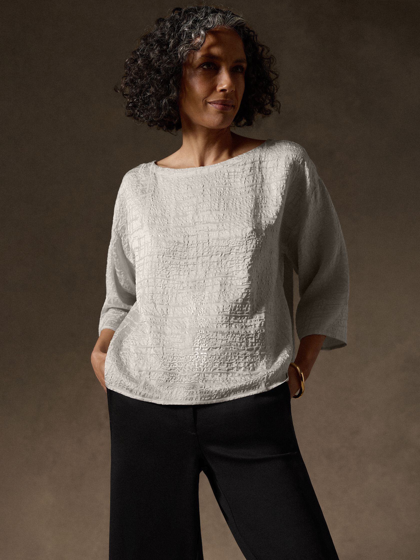 Dimensional Silk Jacquard Box-Top