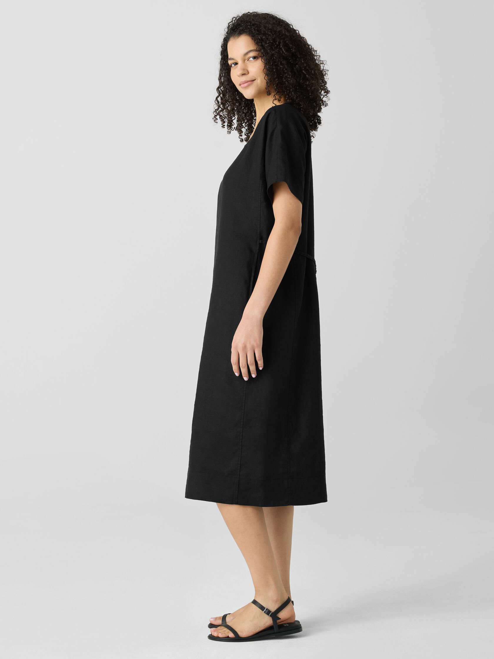 Organic Linen Jewel Neck Dress