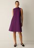 Organic Cotton Pucker Check Mock Neck Dress