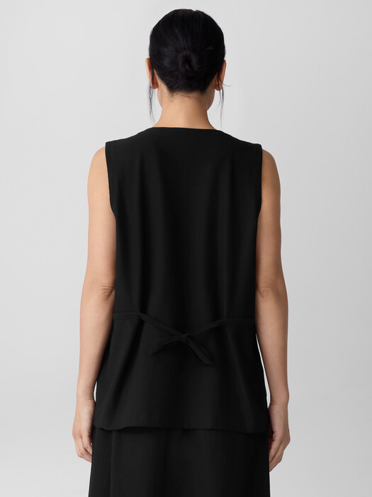 Washable Stretch Crepe Long Vest