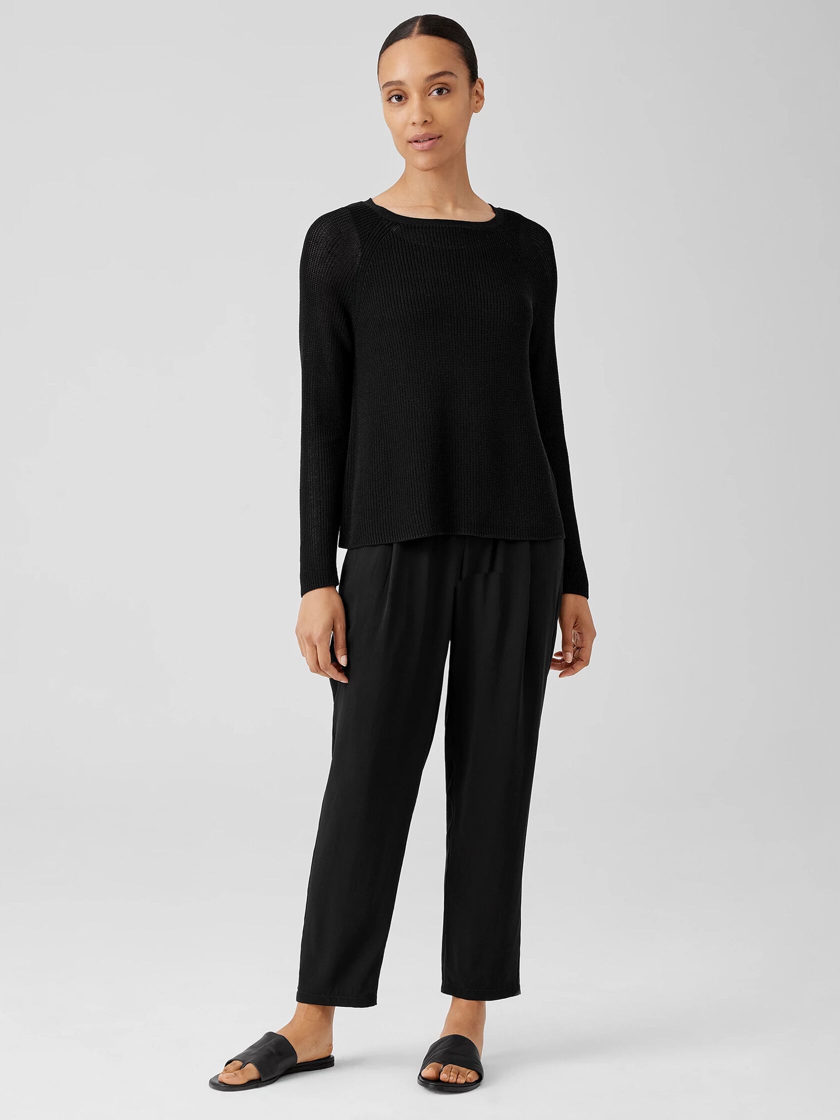 Organic Cotton Silk Cord Boatneck Top | EILEEN FISHER