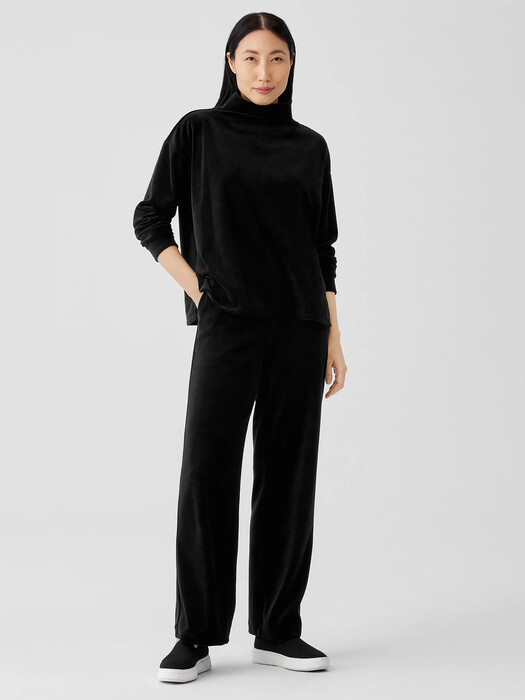 Cotton Velour Funnel Neck Box-Top