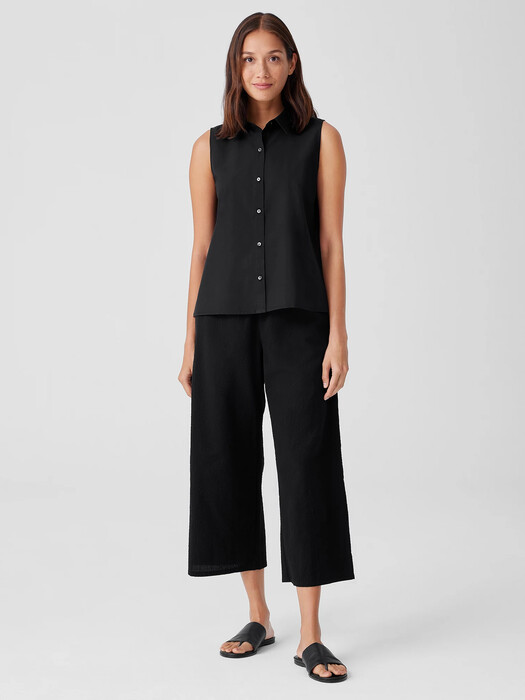 Washed Organic Cotton Poplin Sleeveless Shirt