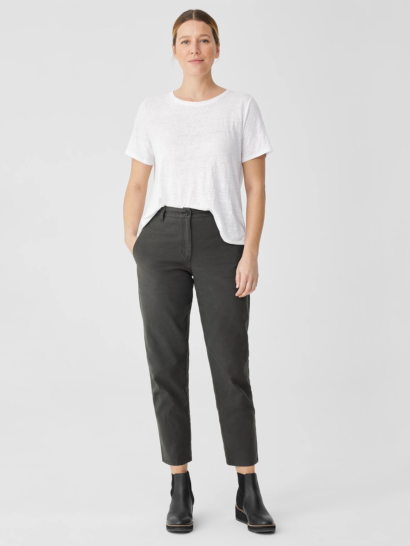 Cotton Hemp Stretch Tapered Pant