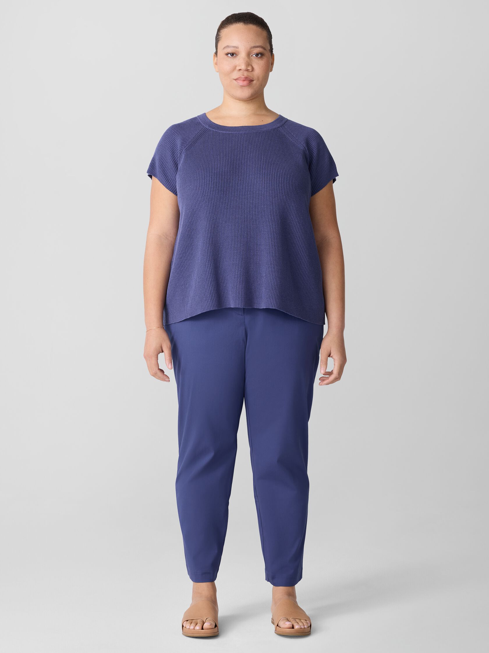 Organic Linen Cotton Jewel Neck Top