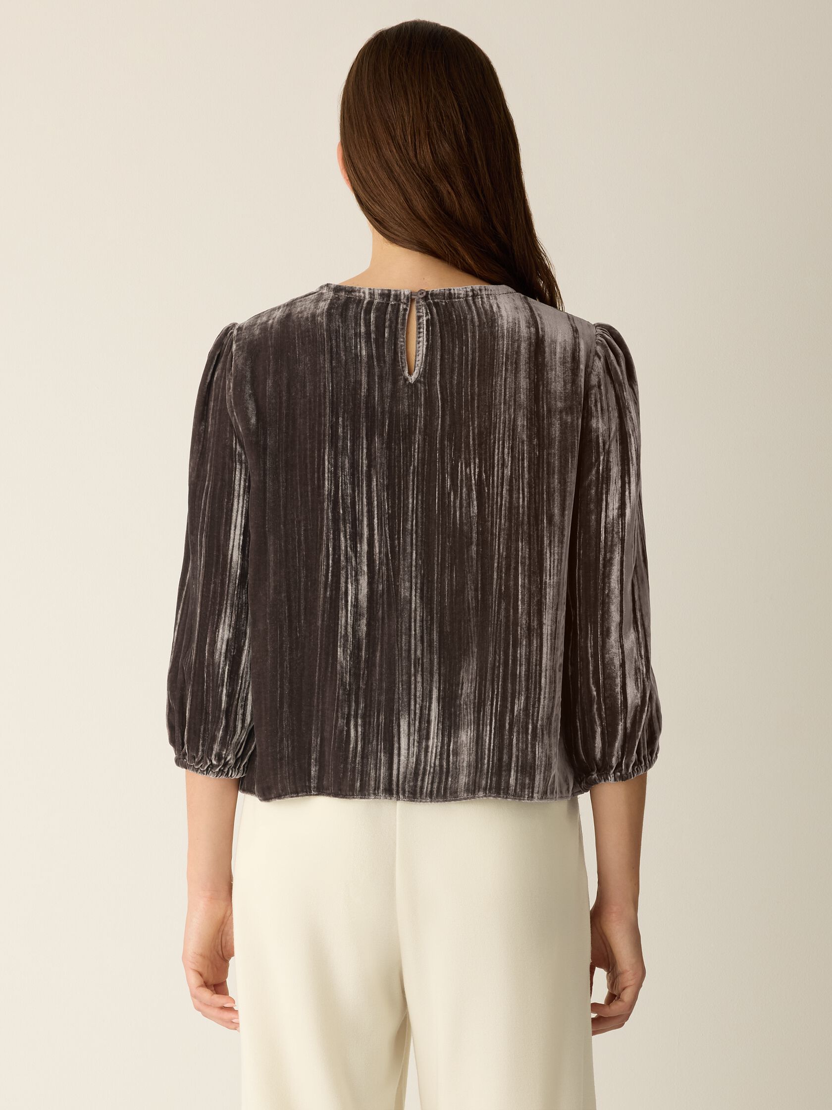 Crushed Velvet Round Neck Top