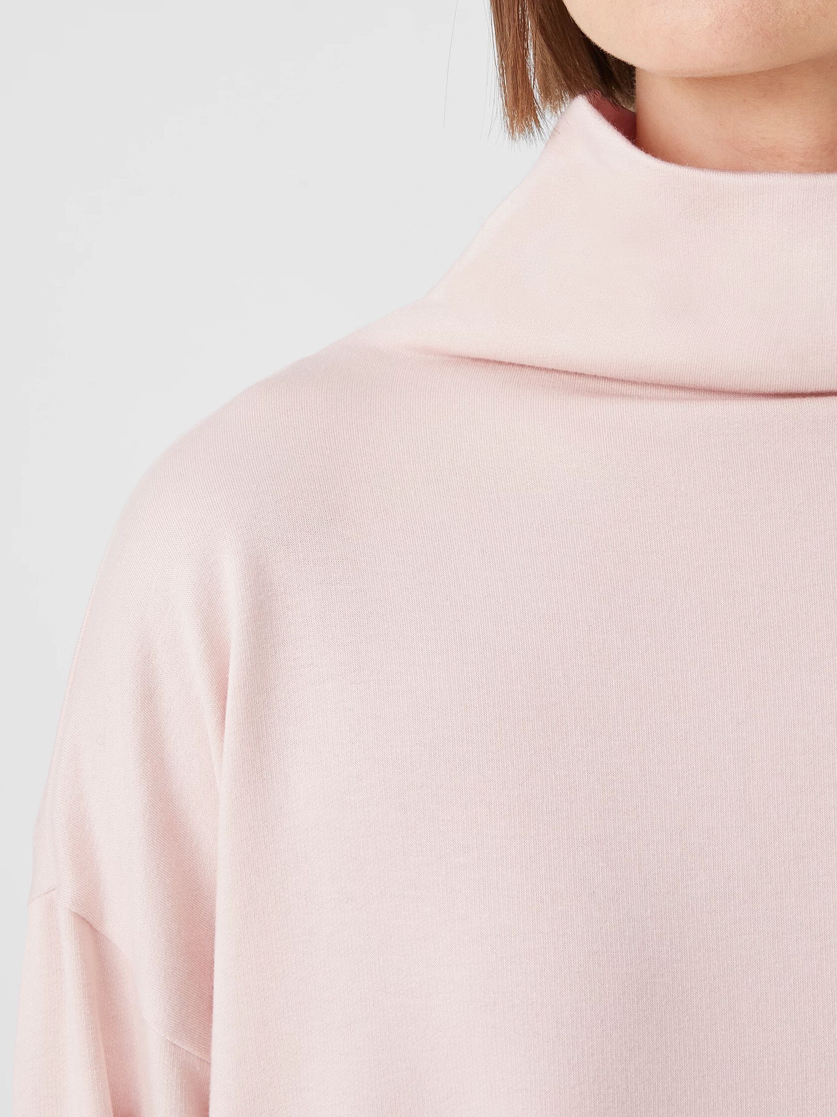 Cozy Brushed Terry Funnel Neck Box-Top