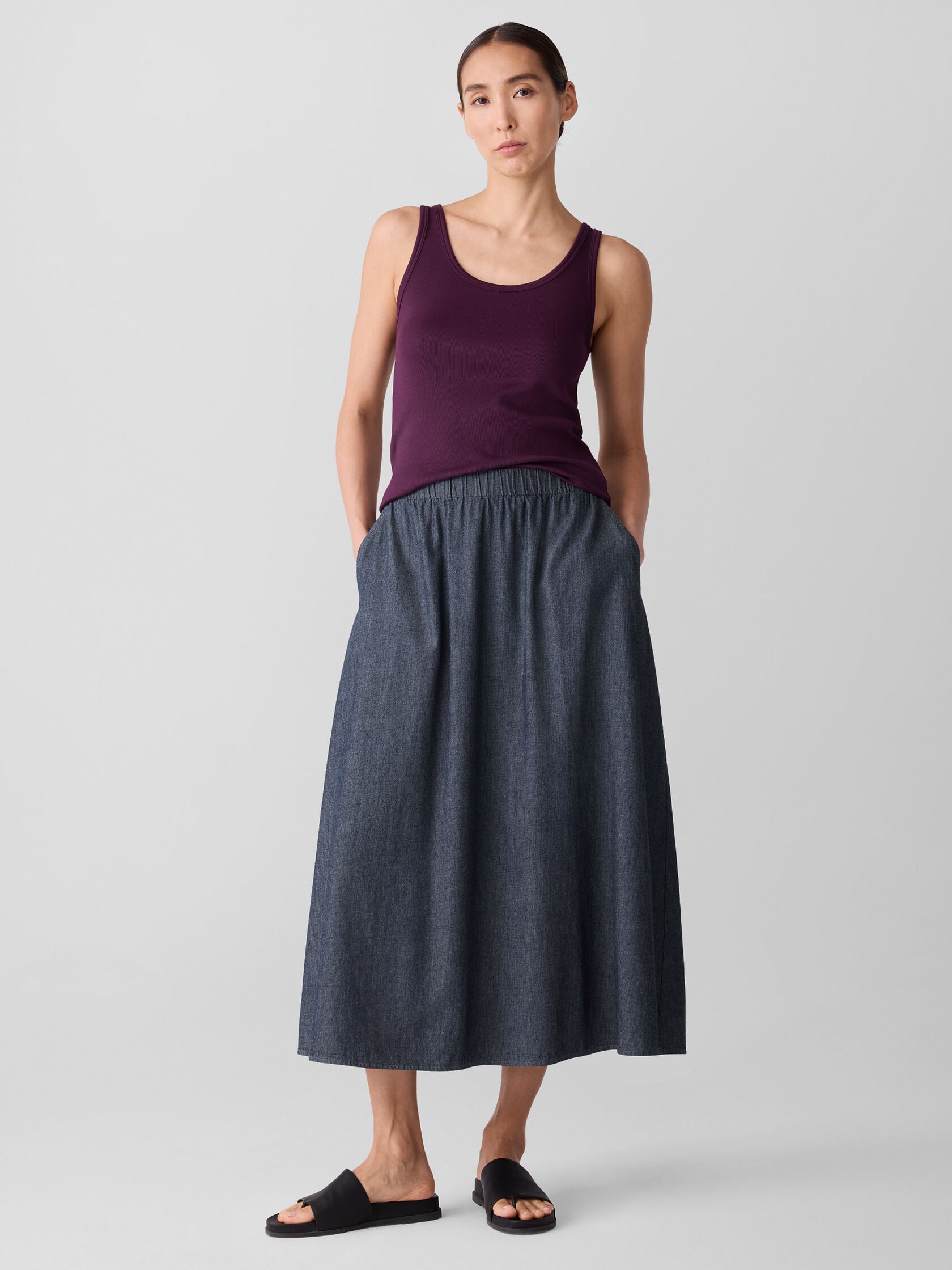 Airy Organic Cotton Twill Pocket Skirt