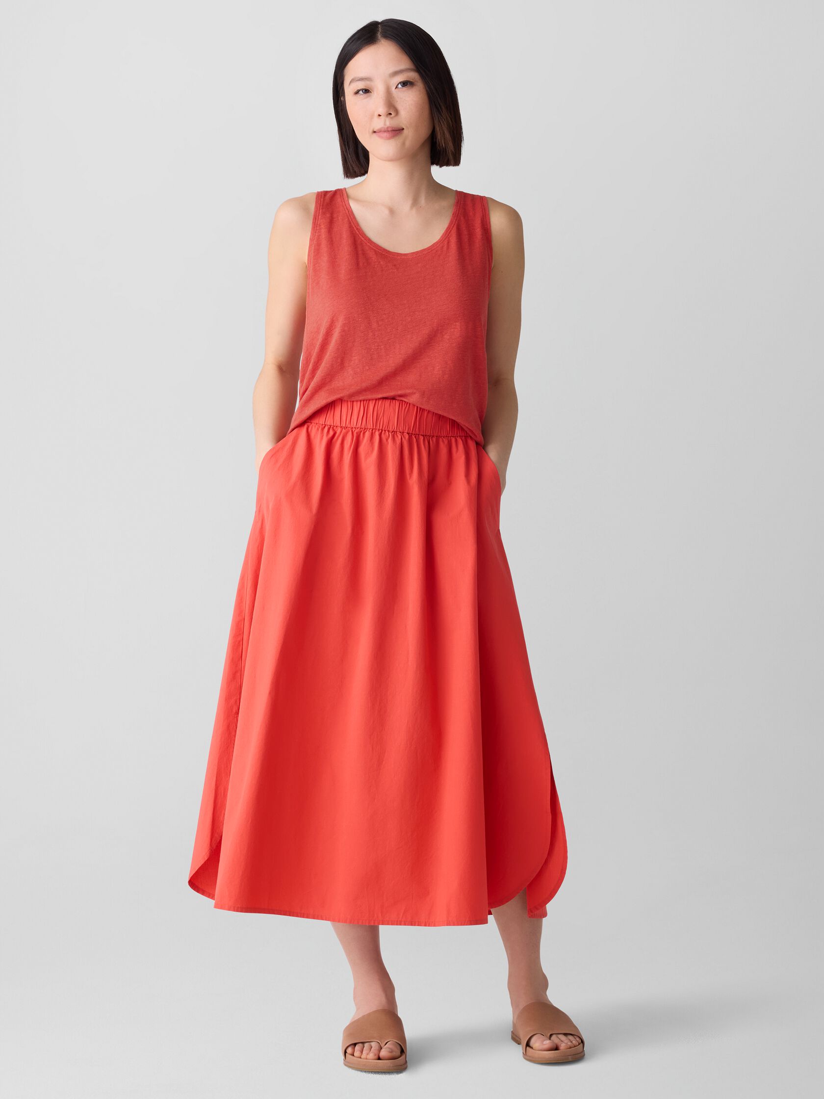 Washed Organic Cotton Poplin A-Line Skirt