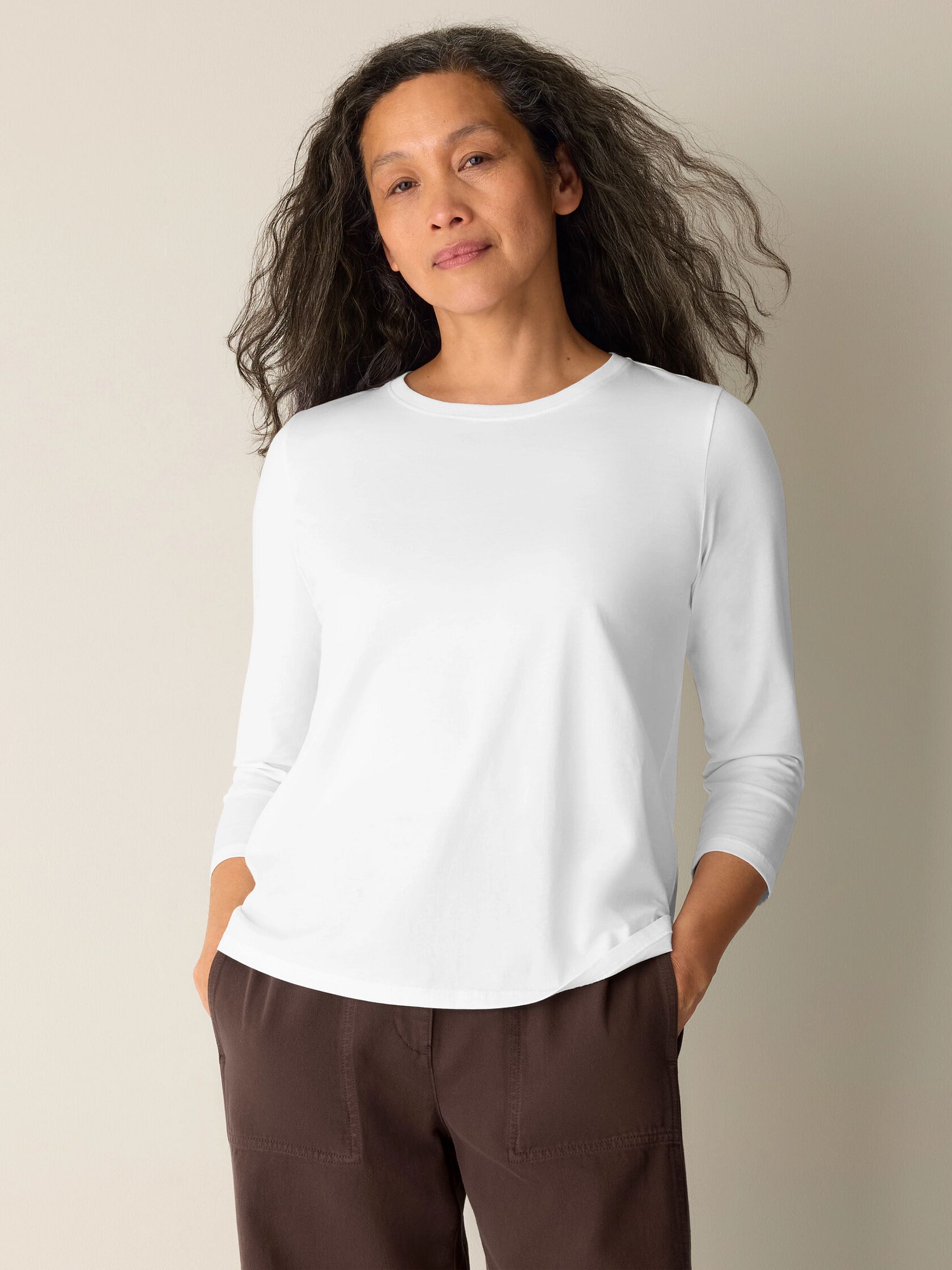 Organic Pima Cotton Jersey 3/4-Sleeve Tee
