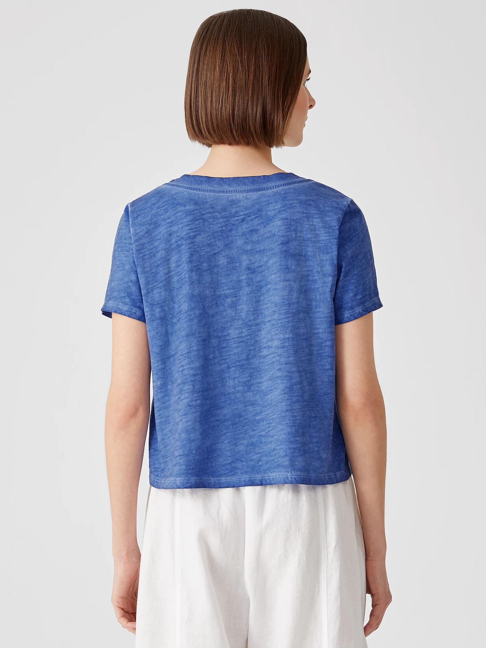 Pigment-Dyed Organic Cotton V-Neck Tee | EILEEN FISHER