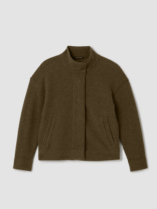 Lightweight Boiled Wool Stand Collar Jacket in Regenerative Wool