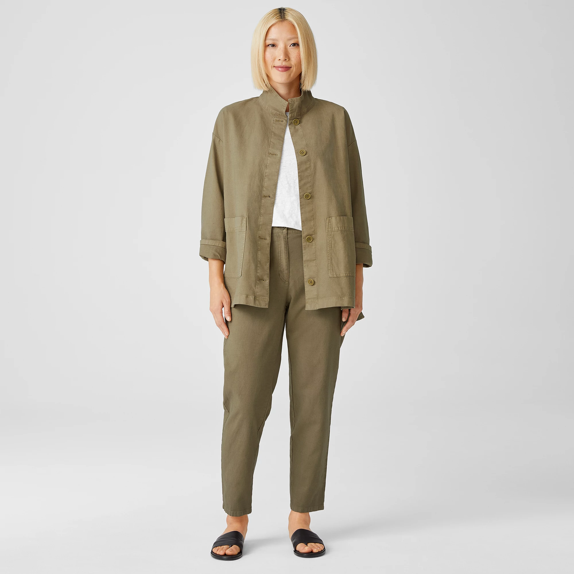 Organic Cotton Hemp Stand Collar Jacket 