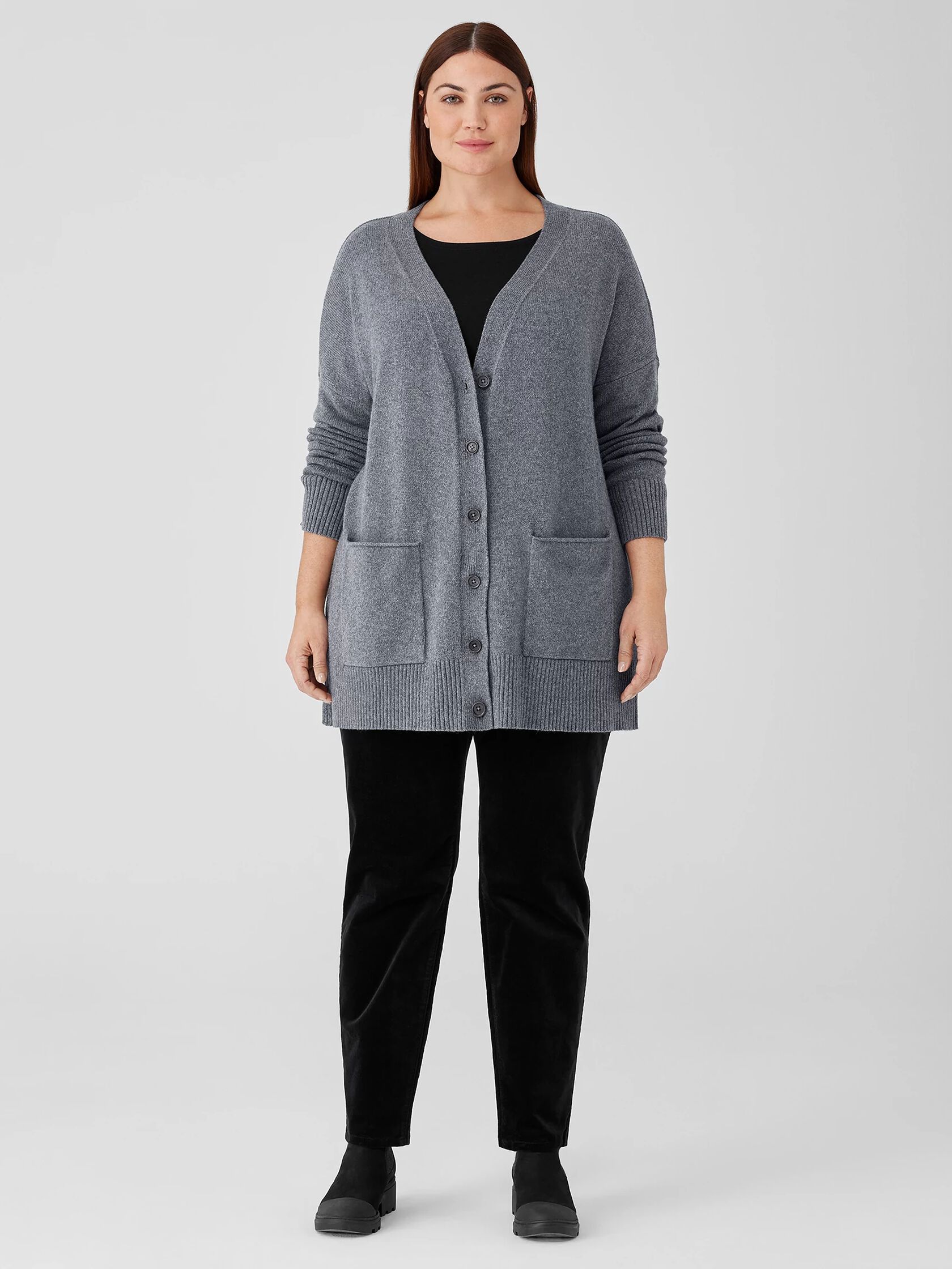 Cotton and Recycled Cashmere V-Neck Cardigan