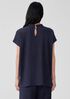 Woven Plissé Mock Neck Top