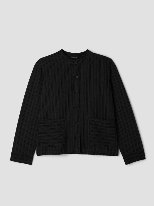 Cotton Blend Stripe Stitch Shirt Jacket